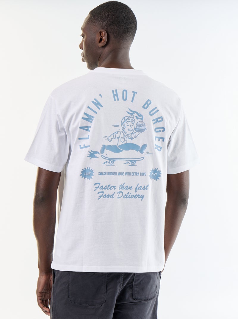 T-shirt con ricami a maniche corte Bianco - Kiabi