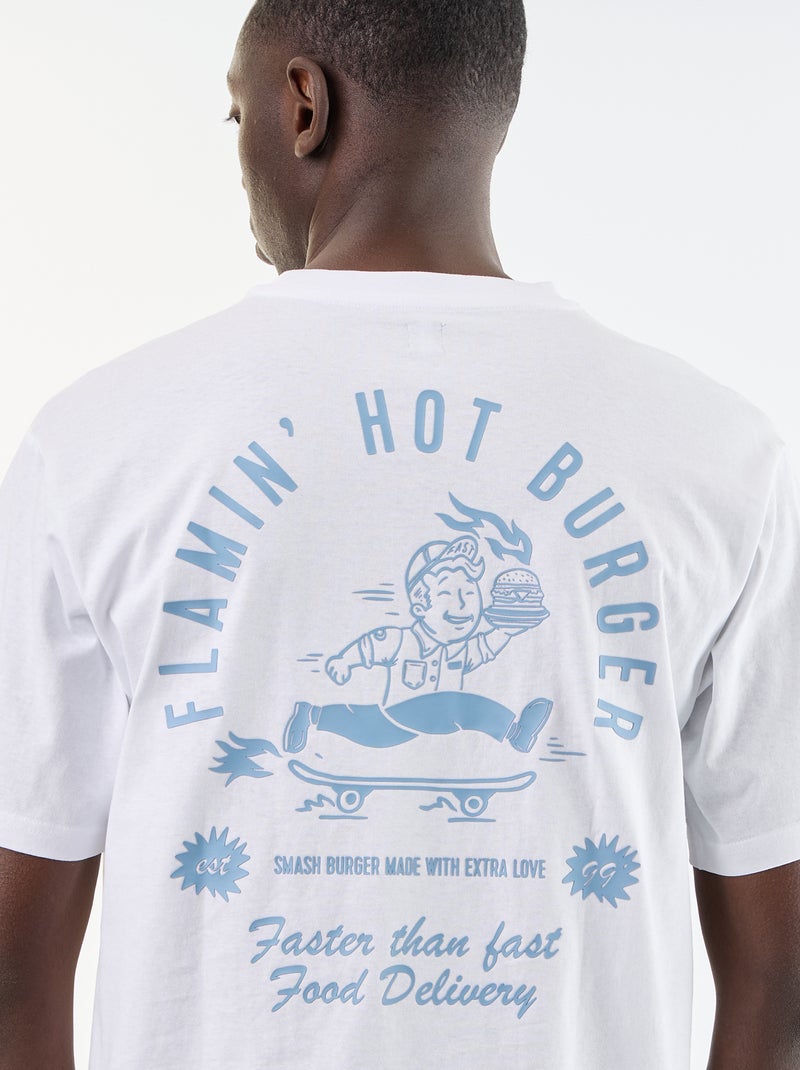 T-shirt con ricami a maniche corte Bianco - Kiabi