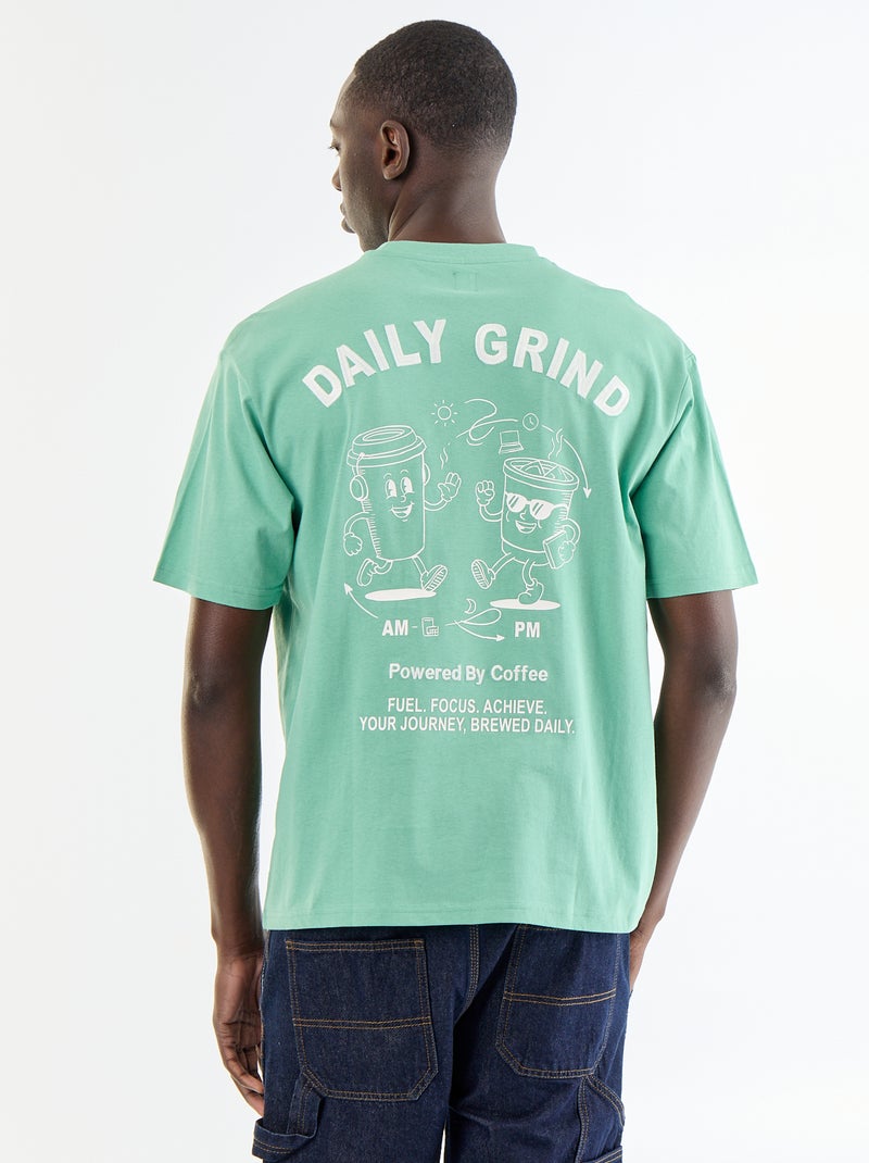 T-shirt con ricami a maniche corte Verde - Kiabi
