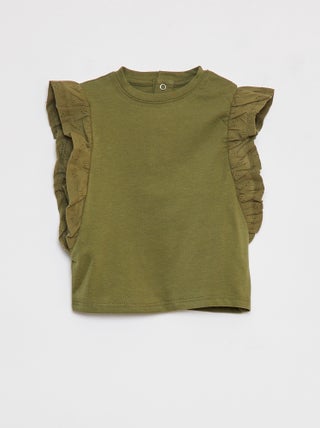 T-shirt con ricami a punto inglese
