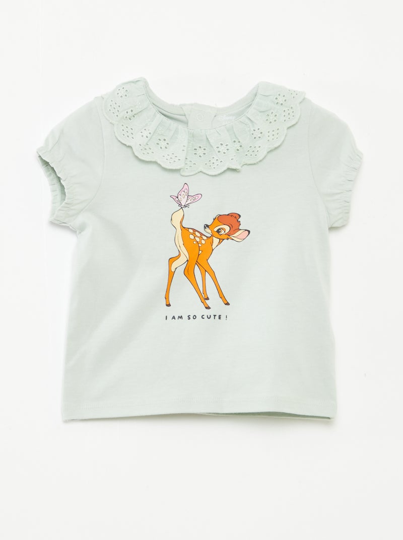 T-shirt con ricamo a punto inglese 'Bambi' Verde - Kiabi