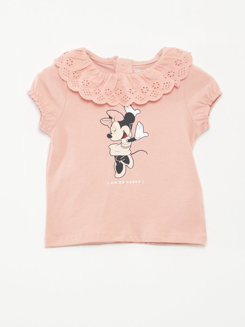 T-shirt con ricamo a punto inglese 'Minnie' Rosa - Kiabi