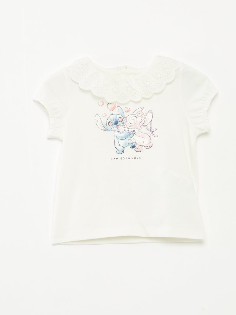 T-shirt con ricamo a punto inglese 'Stitch' Bianco - Kiabi