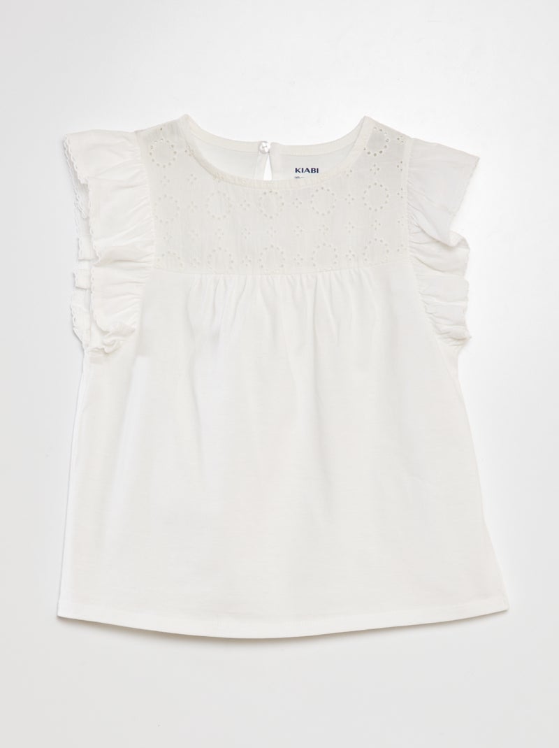 T-shirt con ricamo BIANCO - Kiabi