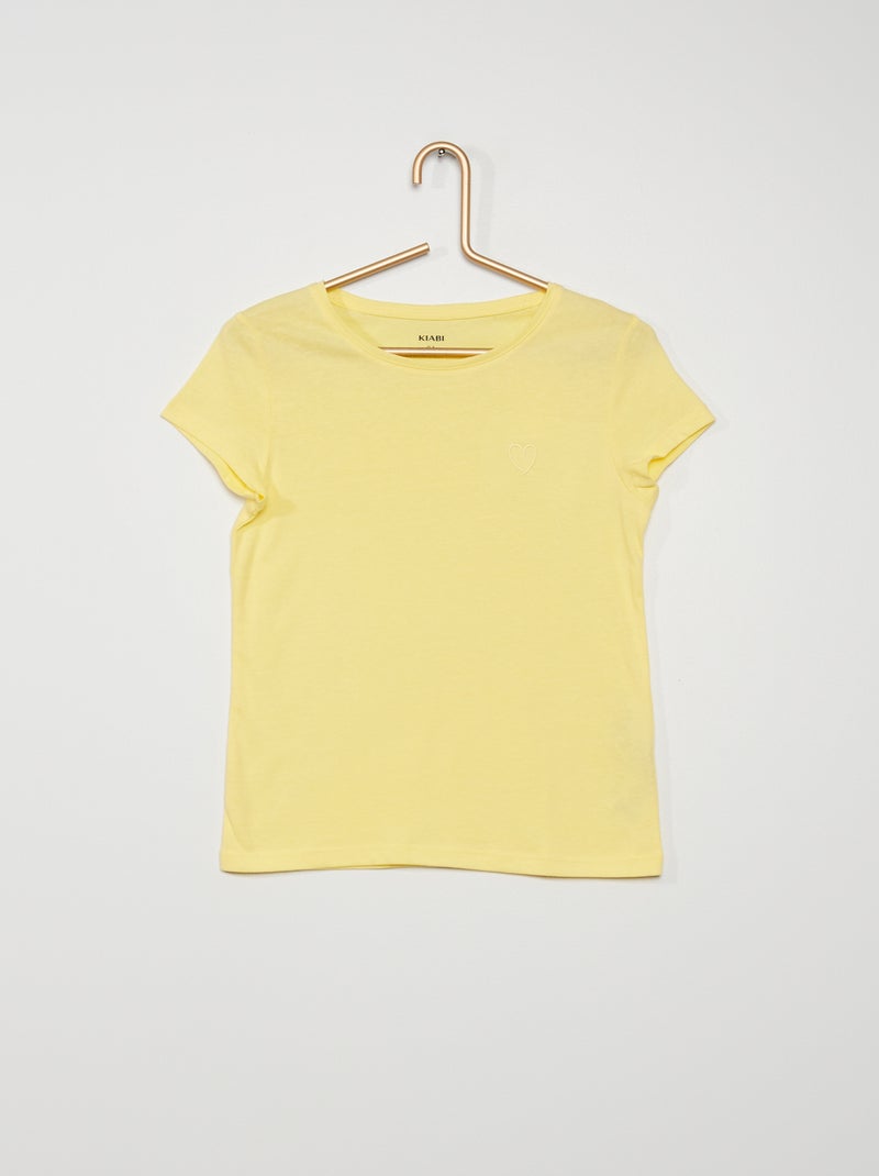 T-shirt con ricamo 'cuore' GIALLO - Kiabi