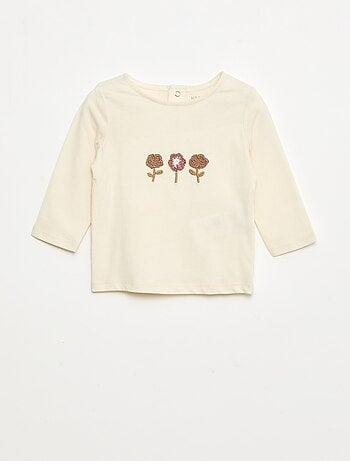 T-shirt con ricamo di fiori