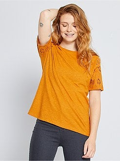 T-shirt con ricamo punto inglese - Kiabi