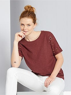 T-shirt con ricamo punto inglese - Kiabi