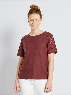 T-shirt con ricamo punto inglese - Kiabi