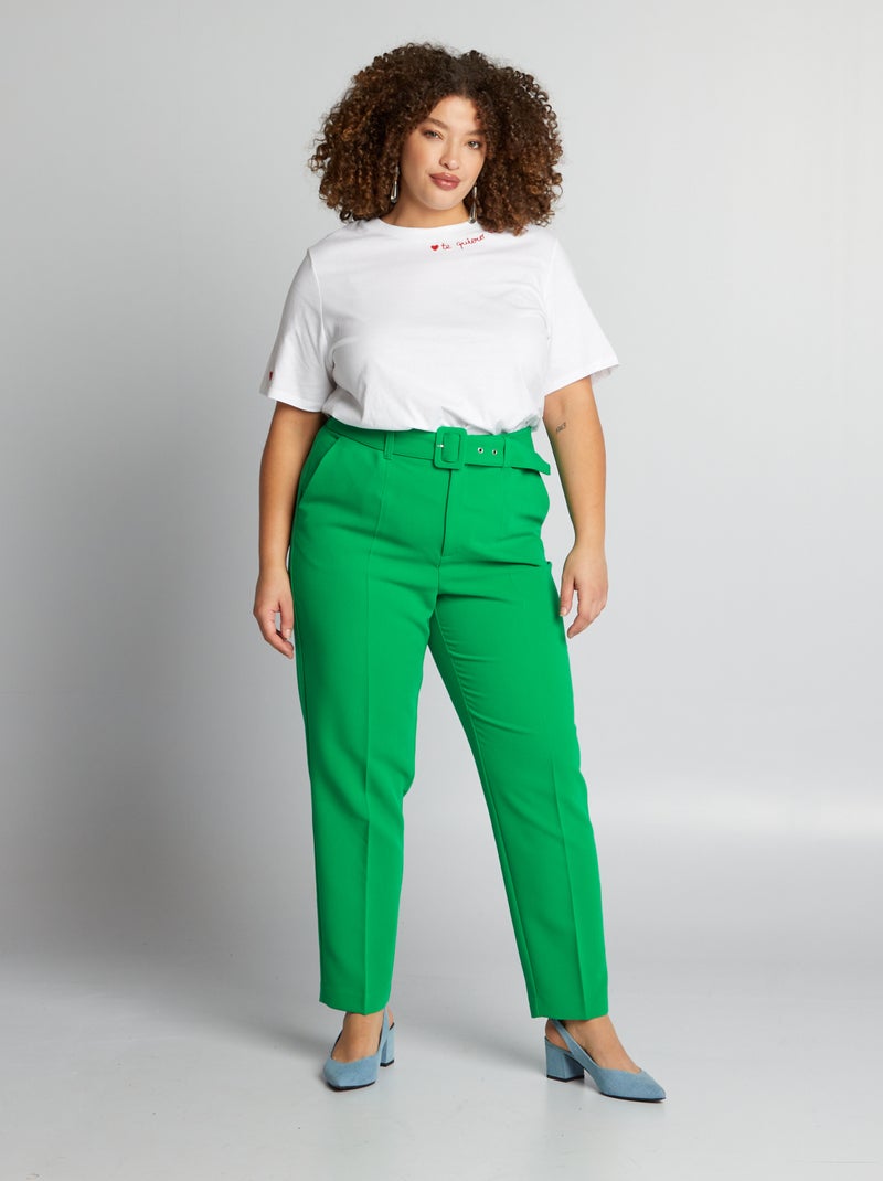T-shirt con ricamo sul collo BIANCO - Kiabi