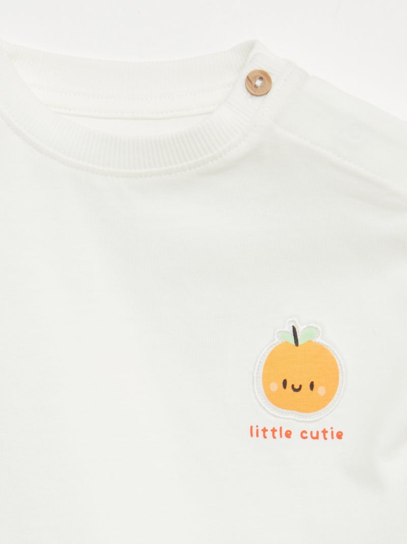T-shirt con ricamo sul petto Bianco - Kiabi