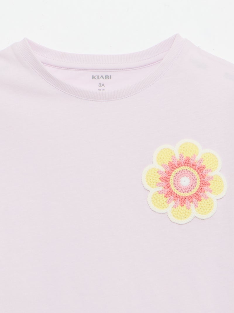 T-shirt con ricamo sul petto Viola - Kiabi