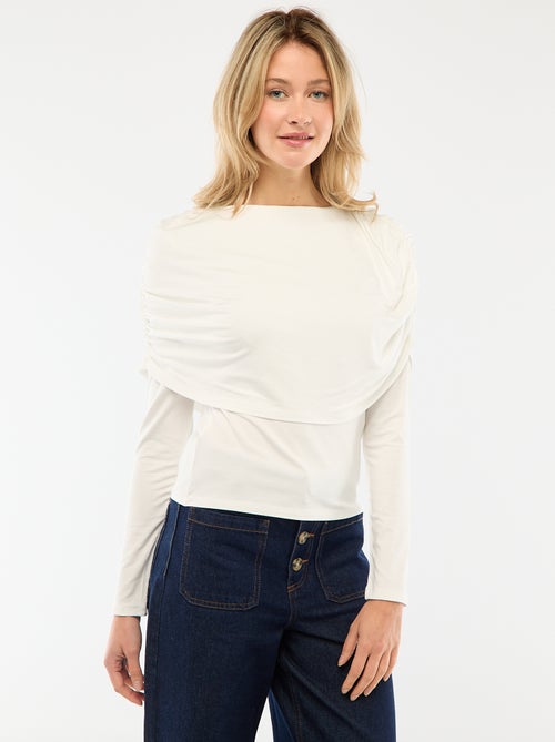 T-shirt con scollo a barca drappeggiato - Kiabi