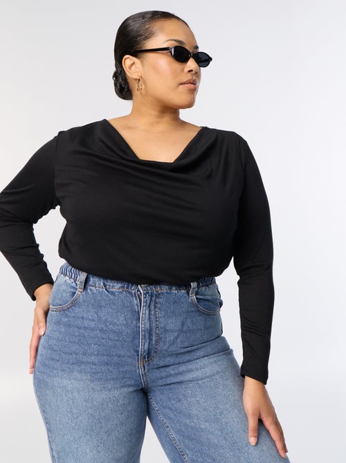 T-shirt con scollo a cappuccio e interno in pizzo - Kiabi