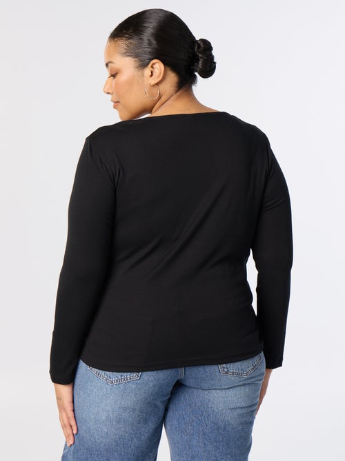 T-shirt con scollo a cappuccio e interno in pizzo - Kiabi