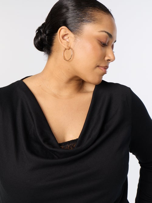 T-shirt con scollo a cappuccio e interno in pizzo - Kiabi