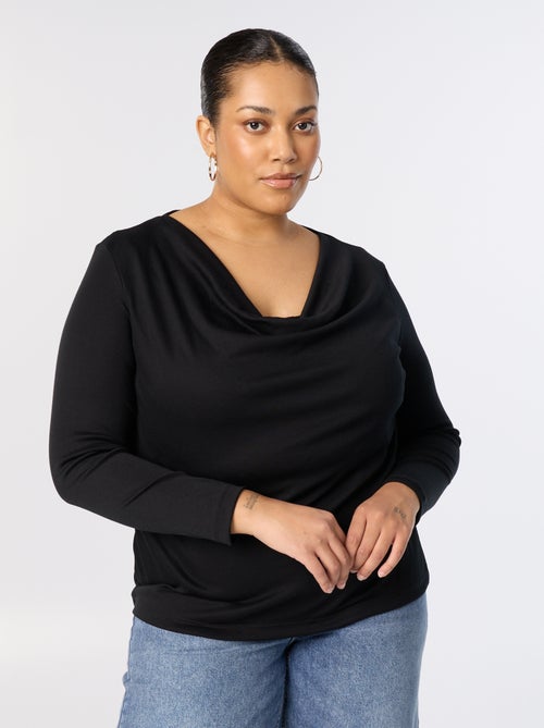 T-shirt con scollo a cappuccio e interno in pizzo - Kiabi
