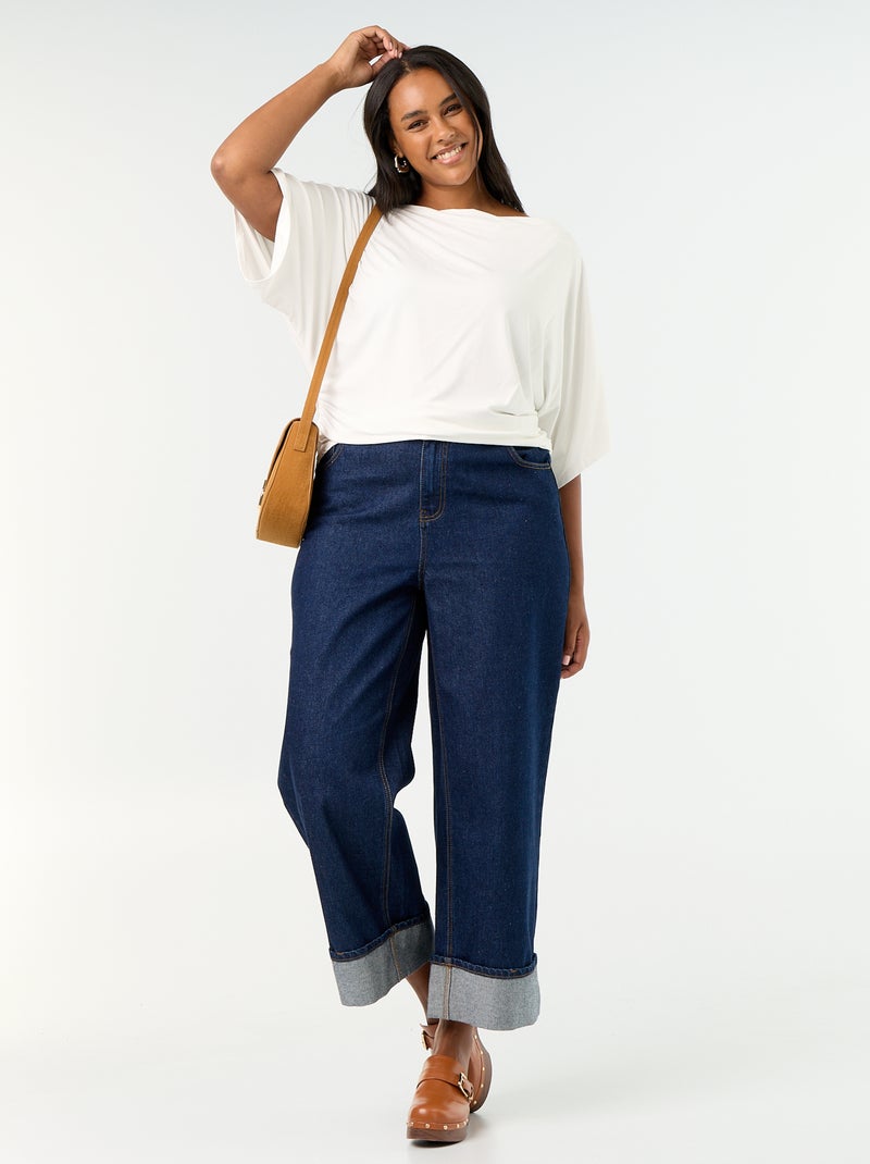 T-shirt con scollo a cascata e maniche corte Bianco - Kiabi