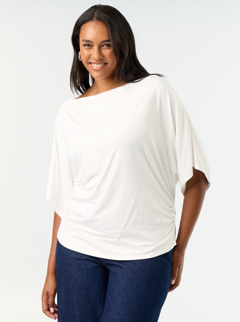T-shirt con scollo a cascata e maniche corte Bianco - Kiabi