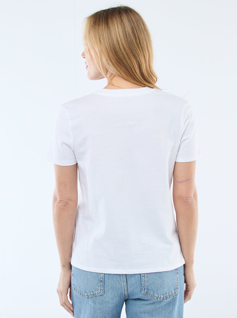 T-shirt con scollo a V Bianco - Kiabi