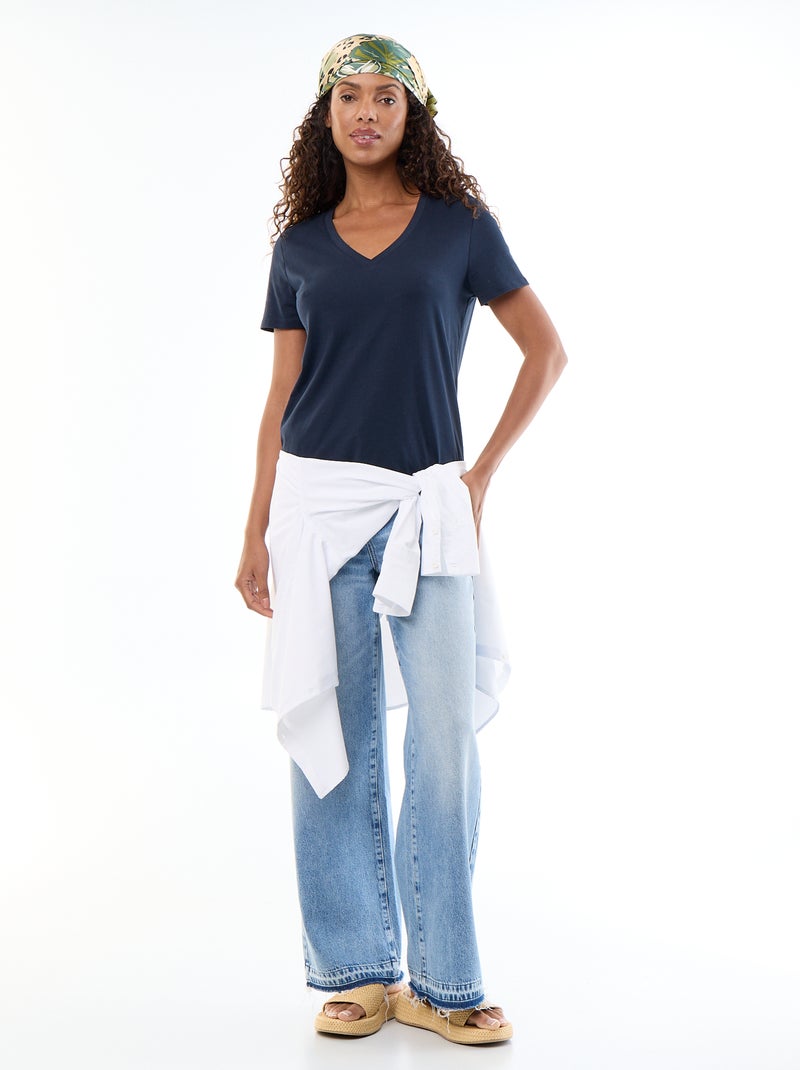 T-shirt con scollo a V Blu - Kiabi