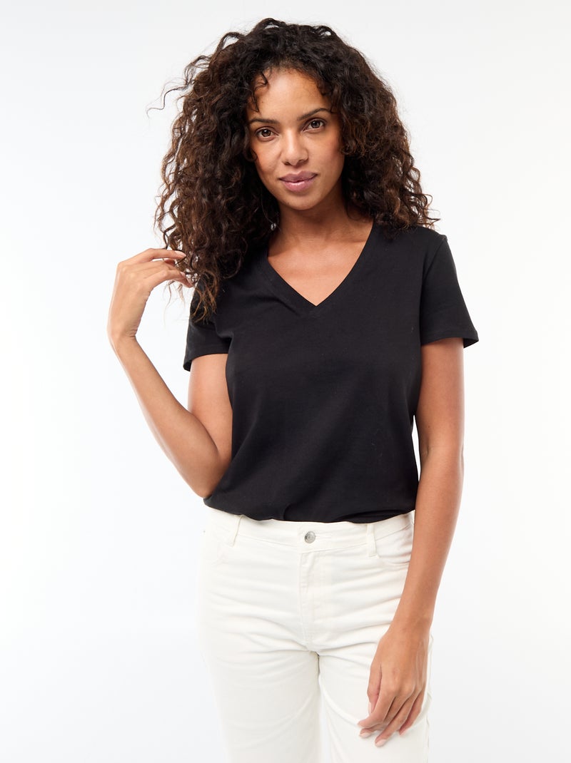 T-shirt con scollo a V Nero - Kiabi