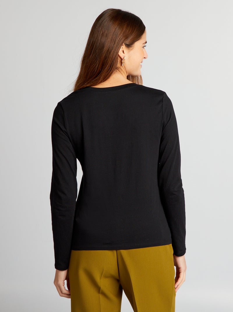 T-shirt con scollo a V nero - Kiabi