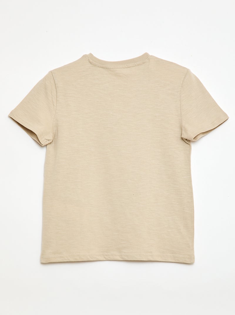 T-shirt con scollo alla tunisina Beige - Kiabi