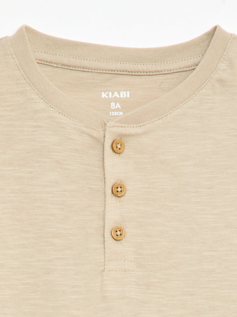 T-shirt con scollo alla tunisina Beige - Kiabi