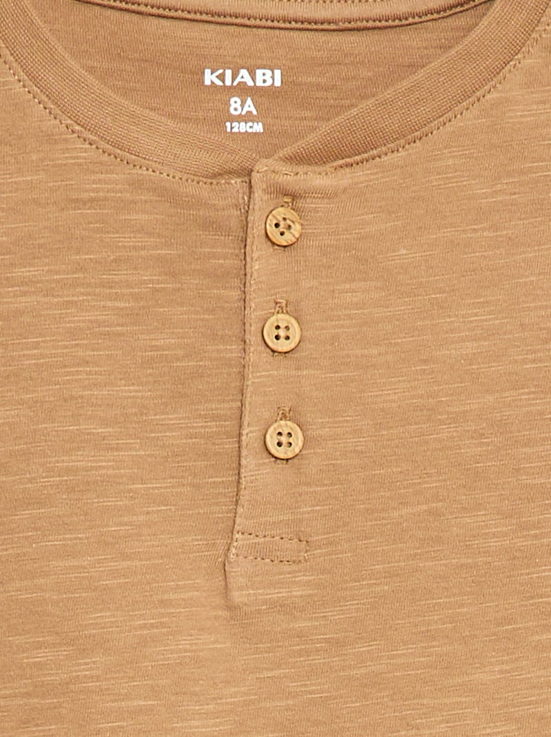 T-shirt con scollo alla tunisina Beige - Kiabi