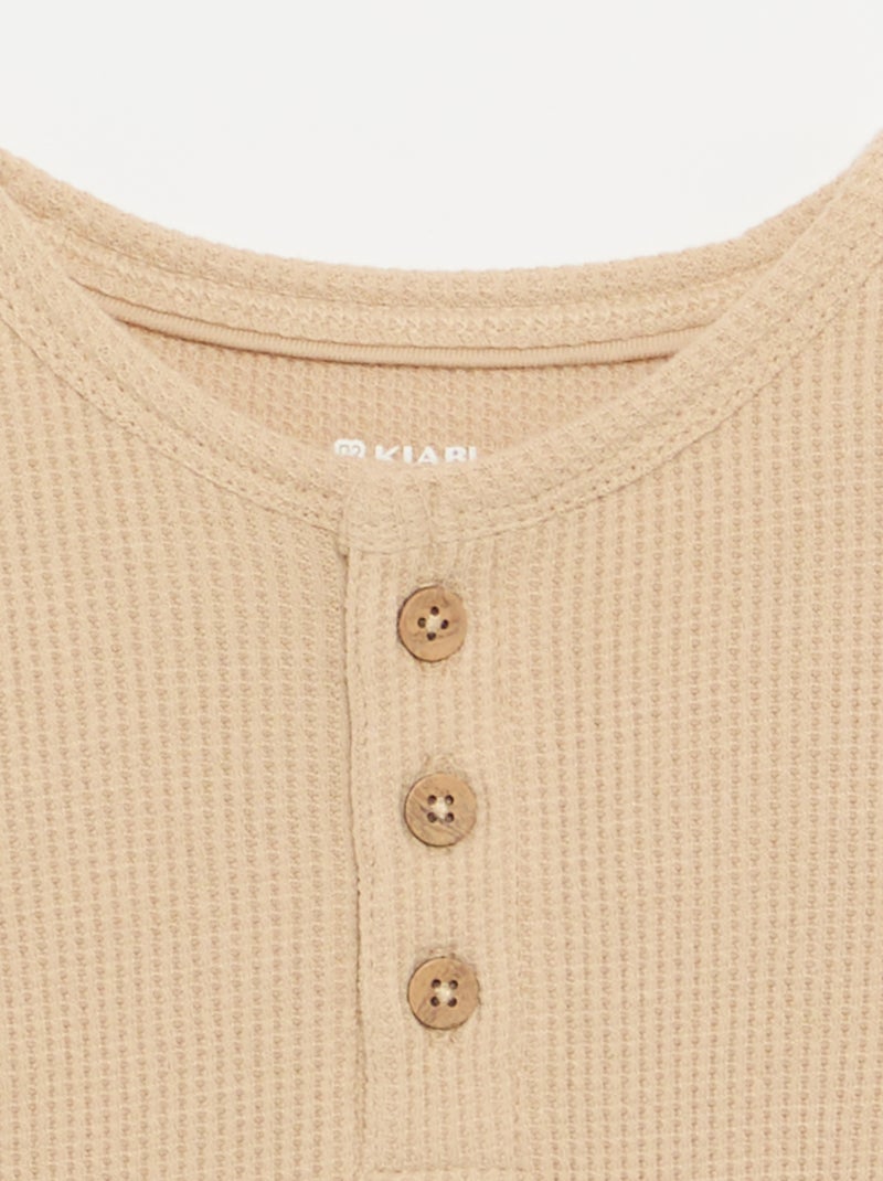 T-shirt con scollo alla tunisina Beige - Kiabi