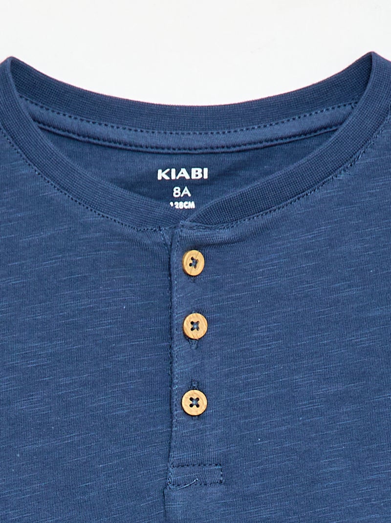 T-shirt con scollo alla tunisina Blu - Kiabi