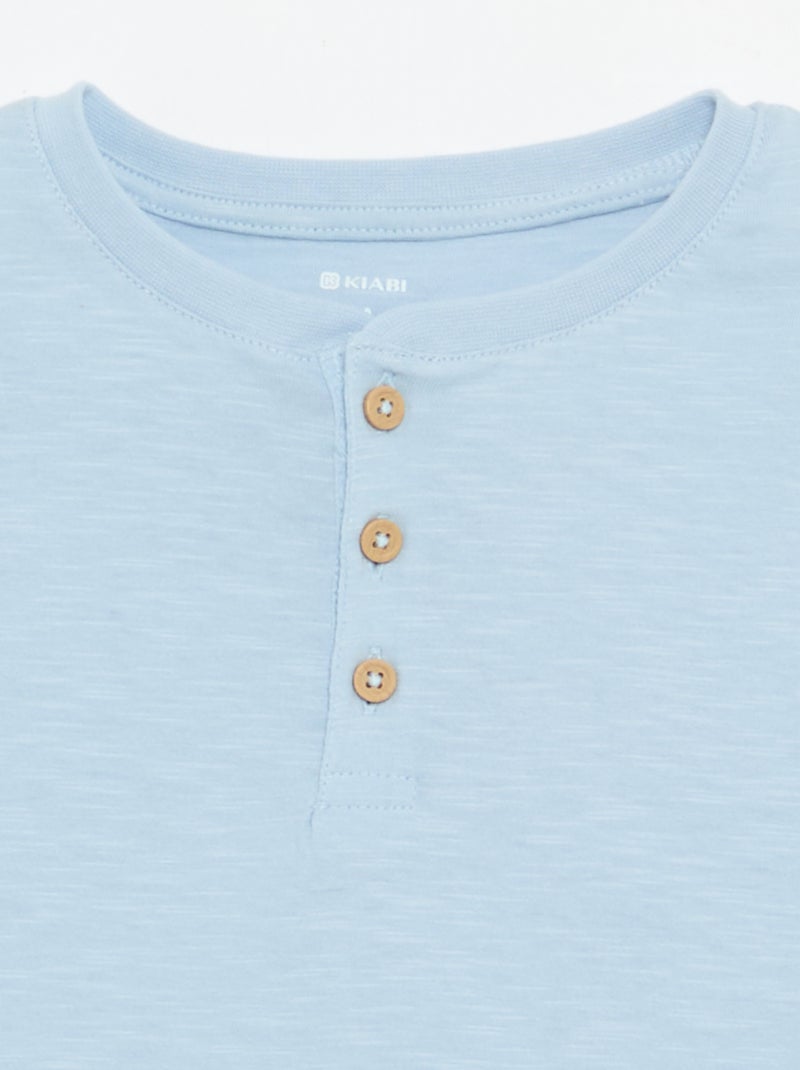 T-shirt con scollo alla tunisina Blu - Kiabi