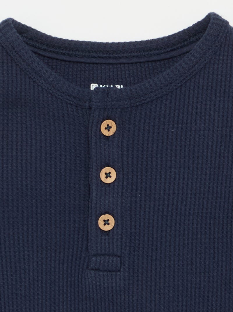 T-shirt con scollo alla tunisina Blu - Kiabi