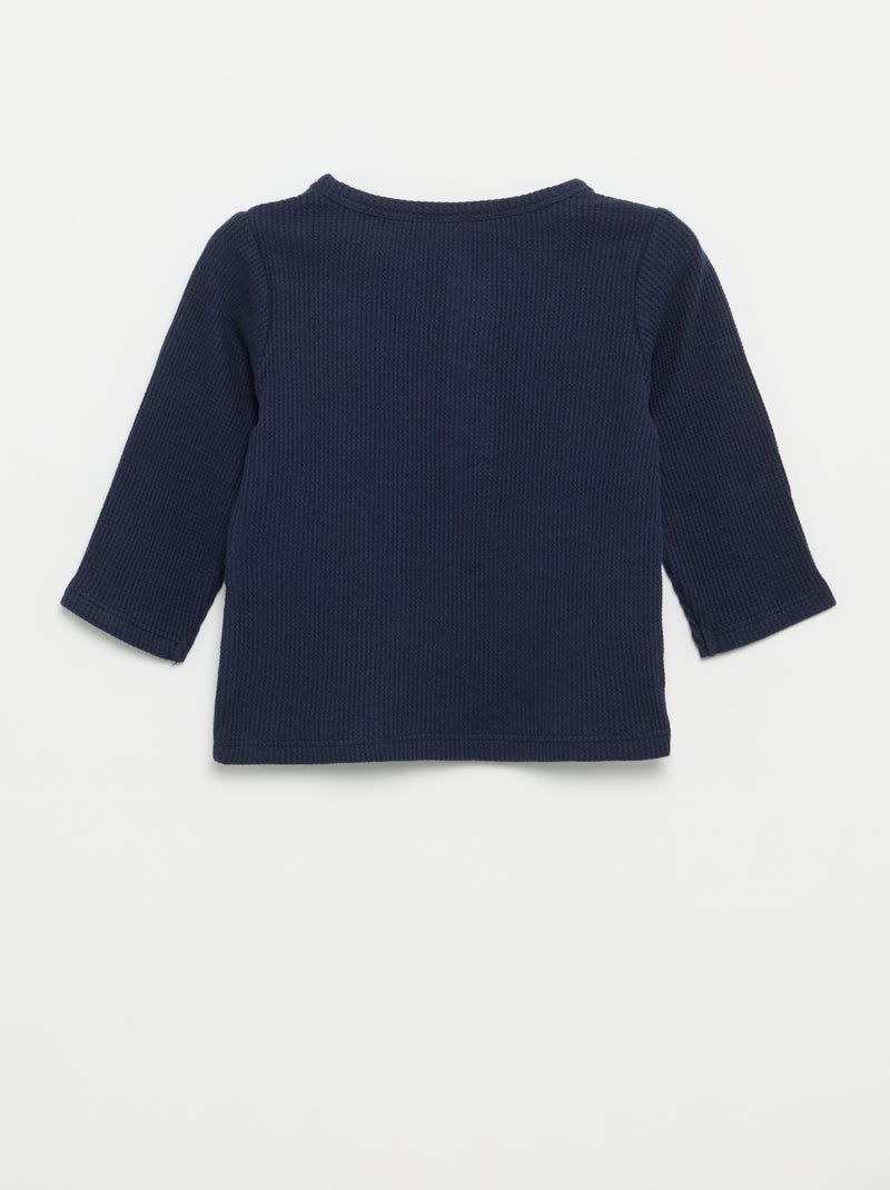 T-shirt con scollo alla tunisina Blu - Kiabi