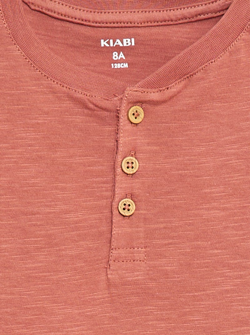 T-shirt con scollo alla tunisina Marrone - Kiabi