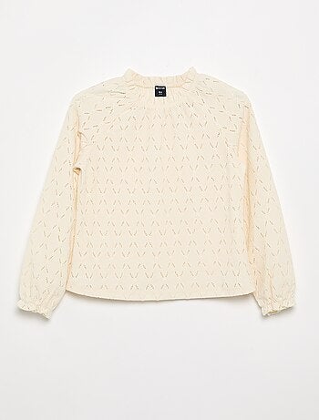 T-shirt con scollo elasticizzato e maniche raglan