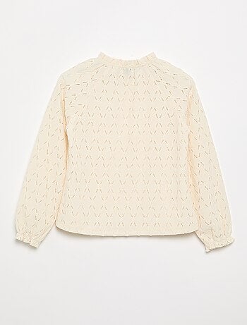 T-shirt con scollo elasticizzato e maniche raglan