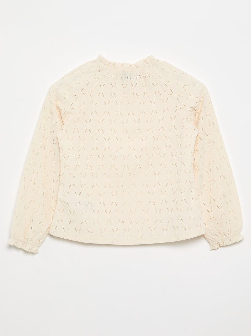 T-shirt con scollo elasticizzato e maniche raglan Bianco - Kiabi