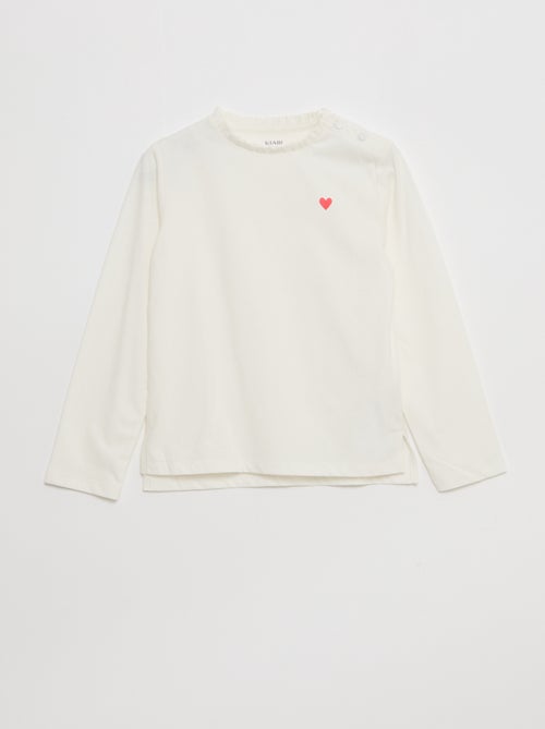 T-shirt con scollo rotondo a volant - collezione facile da indossare - Kiabi