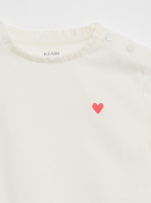 T-shirt con scollo rotondo a volant - collezione facile da indossare - Kiabi