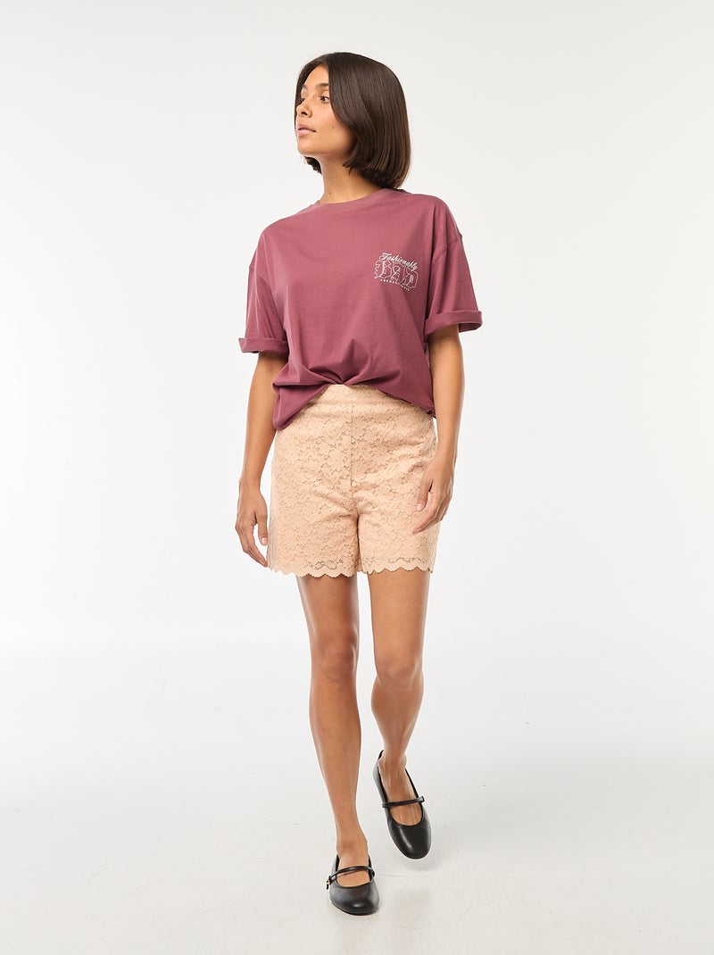 T-shirt con scollo tondo 'Cattivi' di 'Disney' Rosa - Kiabi