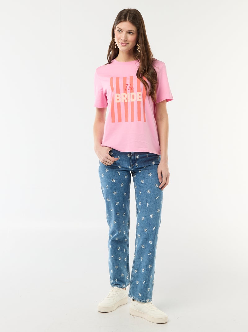 T-shirt con scritta EVJF Rosa - Kiabi