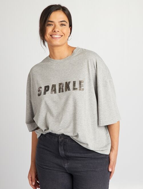 T-shirt con scritta in rilievo 'Sparkle' - Kiabi