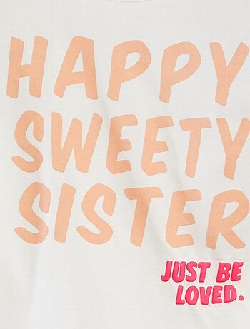 T-shirt con scritta per le sorelle