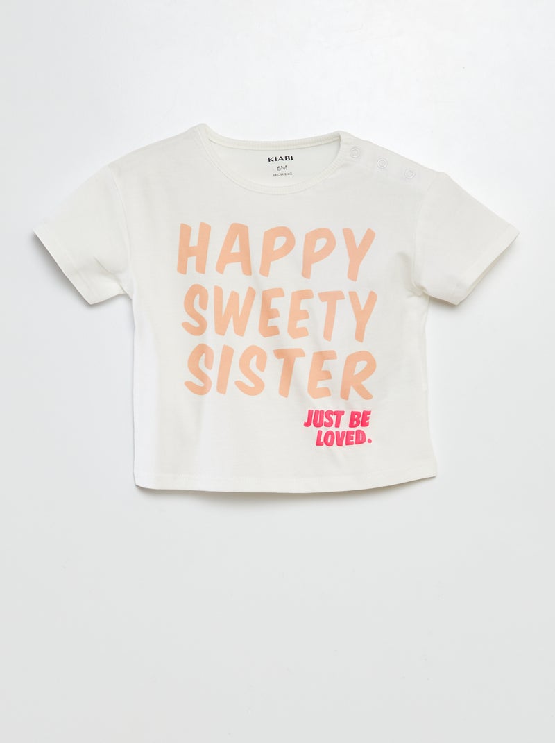 T-shirt con scritta per le sorelle BIANCO - Kiabi