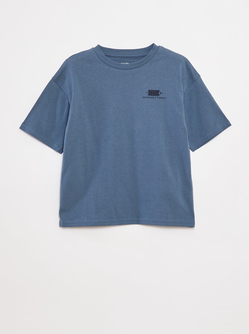 T-shirt con scritta stampata Blu - Kiabi