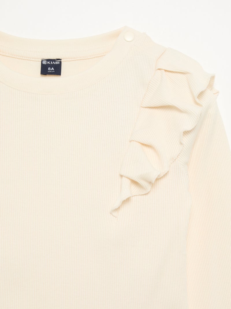 T-shirt con spalle a volant - collezione facile da indossare Bianco - Kiabi
