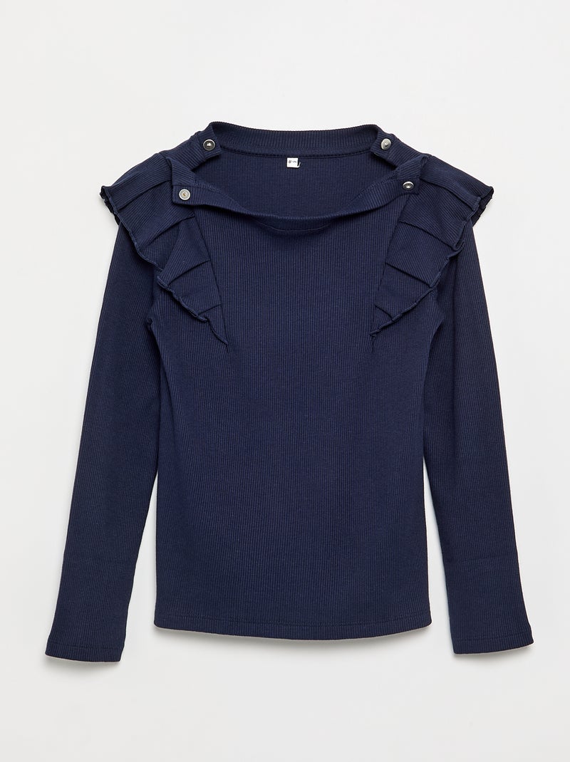 T-shirt con spalle a volant - collezione facile da indossare Nero - Kiabi