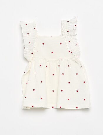 T-shirt con spalline a volant